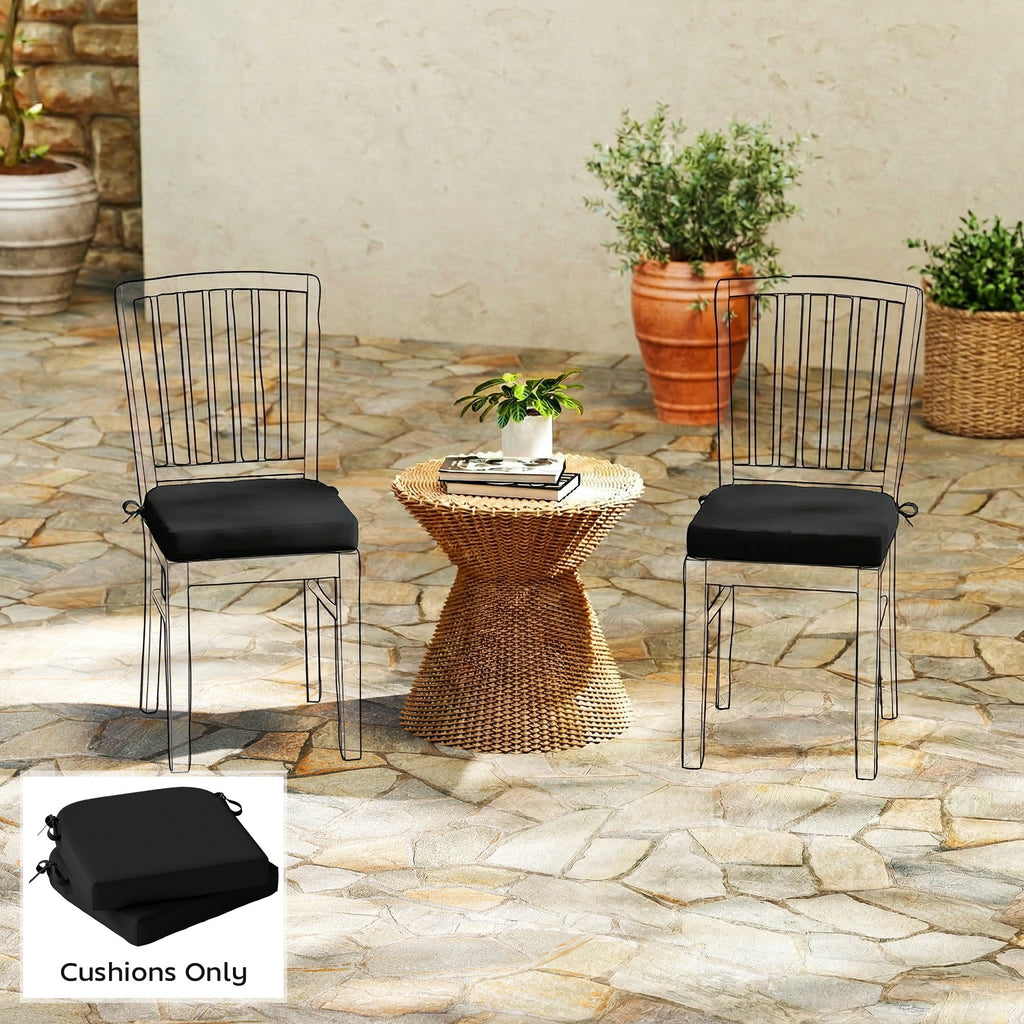 Set of 2 Outdoor Chair Seat Cushions, 40 x 40 cm, Black