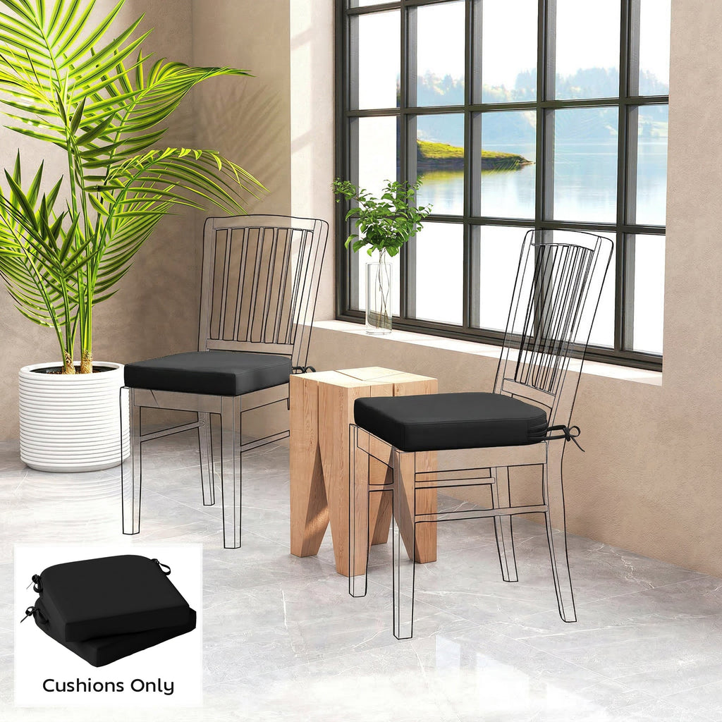 Set of 2 Outdoor Chair Seat Cushions, 40 x 40 cm, Black