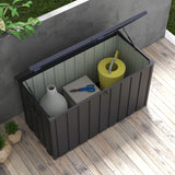119 Gallon Galvanized Steel Deck Box with Wheels and Handles, Dark Grey