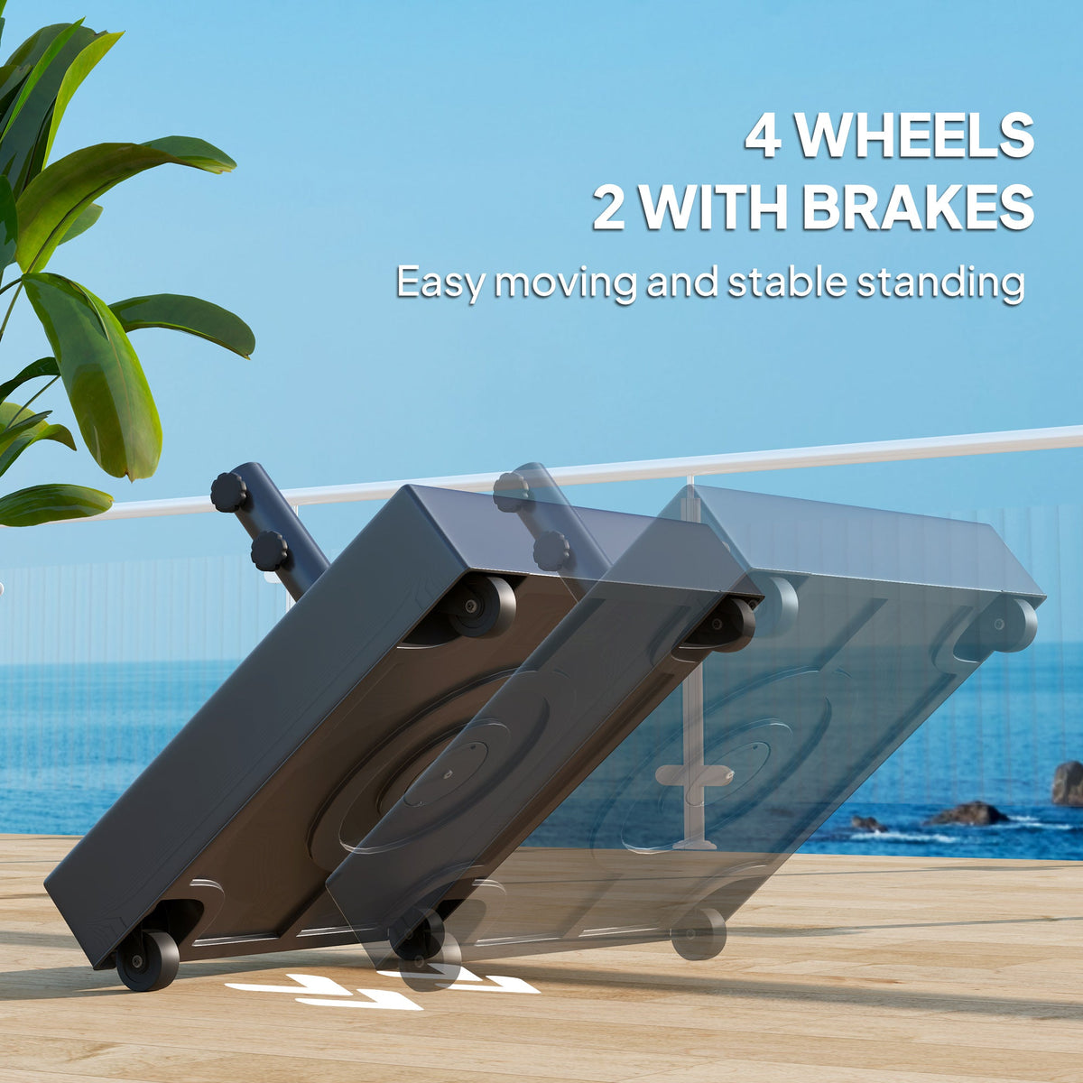 Outdoor Umbrella Base with Wheels, Up to 143lbs Sand or 112lbs Water, Black