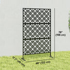 78" x 48" Metal Outdoor Privacy Screen, Quatrefoil Design, Black
