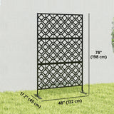 78" x 48" Metal Outdoor Privacy Screen, Quatrefoil Design, Black