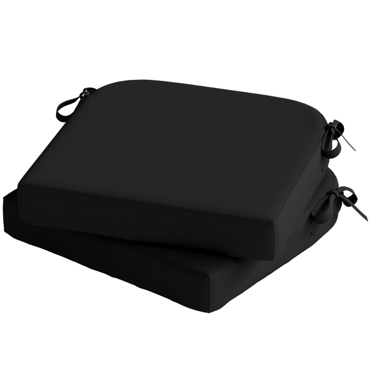 Set of 2 Outdoor Chair Seat Cushions, 40 x 40 cm, Black