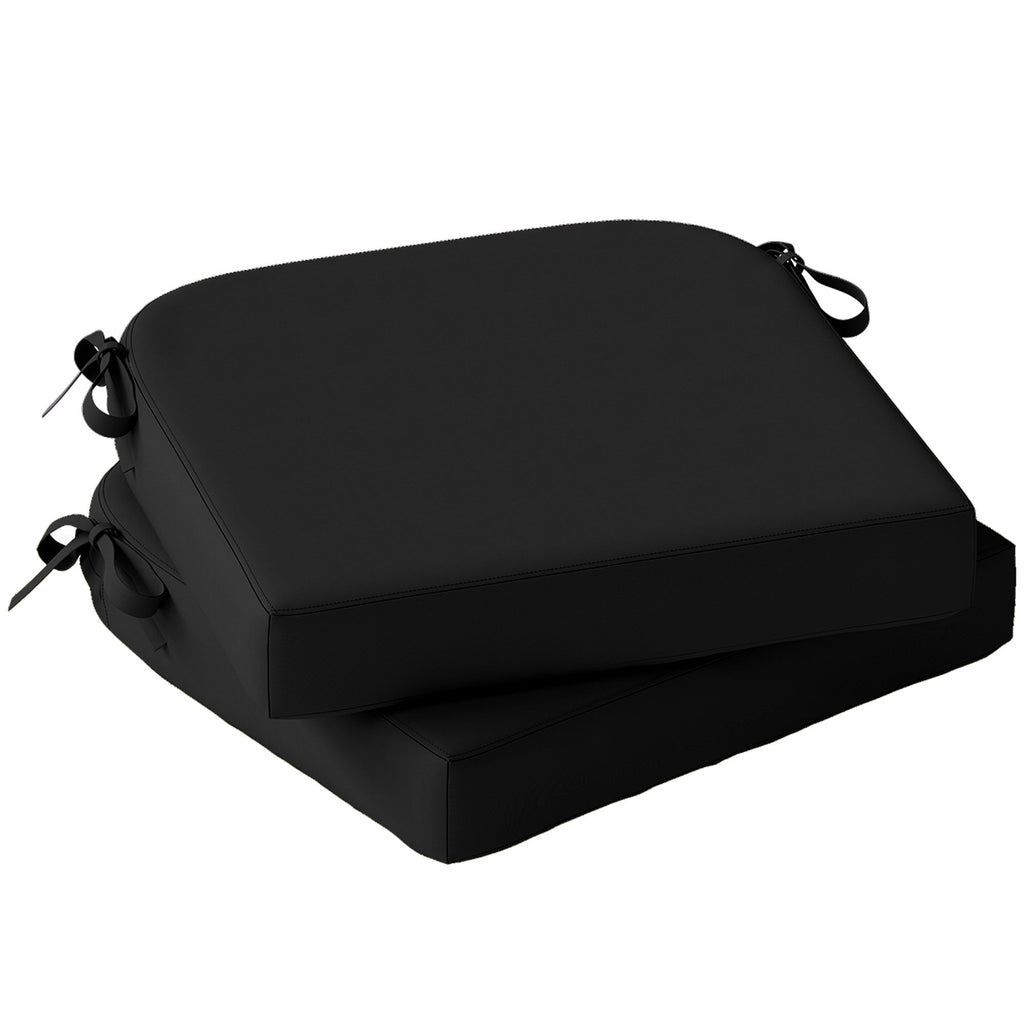Set of 2 Outdoor Chair Seat Cushions, 40 x 40 cm, Black