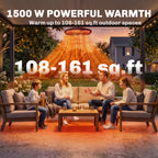 Electric Hanging Patio Heater with LED Light, 750/1500 W Infrared Heat & 24-Hour Timer