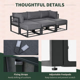 6pc Outdoor Patio Furniture Set with Daybed and Footstools, Grey