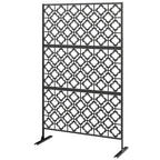 78" x 48" Metal Outdoor Privacy Screen, Quatrefoil Design, Black