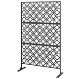 78" x 48" Metal Outdoor Privacy Screen, Quatrefoil Design, Black