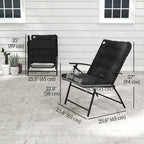 Set of 2 Folding Outdoor Dining Chairs with Adjustable Backrest, Black