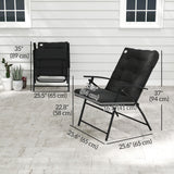 Set of 2 Folding Outdoor Dining Chairs with Adjustable Backrest, Black