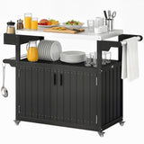 Outdoor Bar Cart with Storage Cabinet, Black