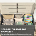 757 L Garden Storage Box with Wheels and Lockable Lid, Beige/Grey