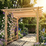 PerArbor 3 x 3 m Natural Wood Pergola Kit with Grape Trellis & Triangle Supports
