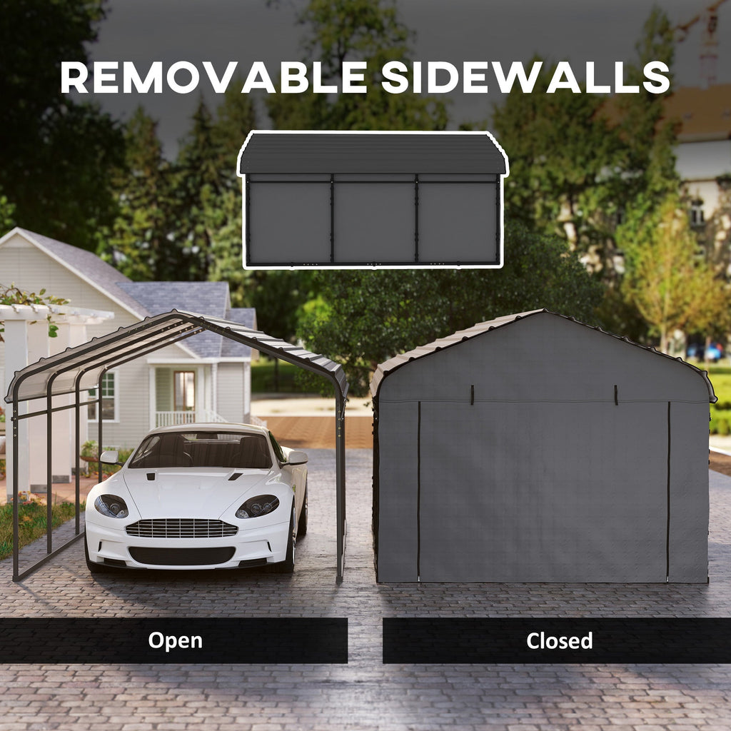 Onward 10' x 15' Heavy Duty Metal Carport with Galvanized Roof & Removable Sidewalls