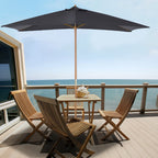 7' x 10' Wooden Patio Umbrella with Top Vent, Dark Grey