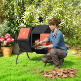 34.5 Gallon Dual Chamber Compost Tumbler with Steel Legs, Orange