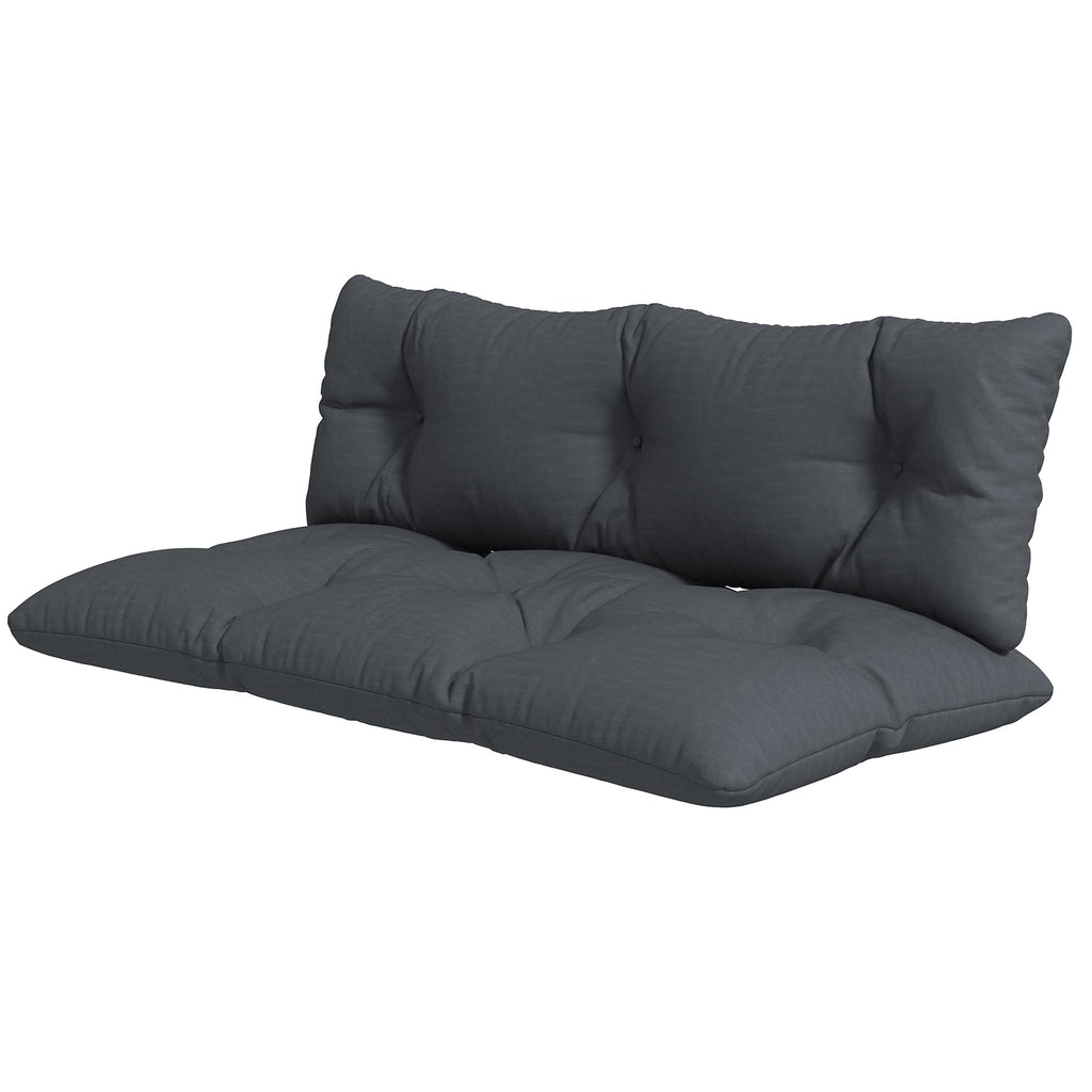 2-Seater Outdoor Seat & Back Cushions, 6" Thick for Pallet Loveseat, Dark Grey