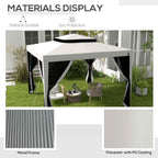 10' x 10' Canopy Tent with Mesh Netting and Double-Tier Roof, Grey