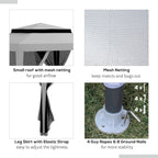 10' x 10' Canopy Tent with Mesh Netting and Double-Tier Roof, Grey