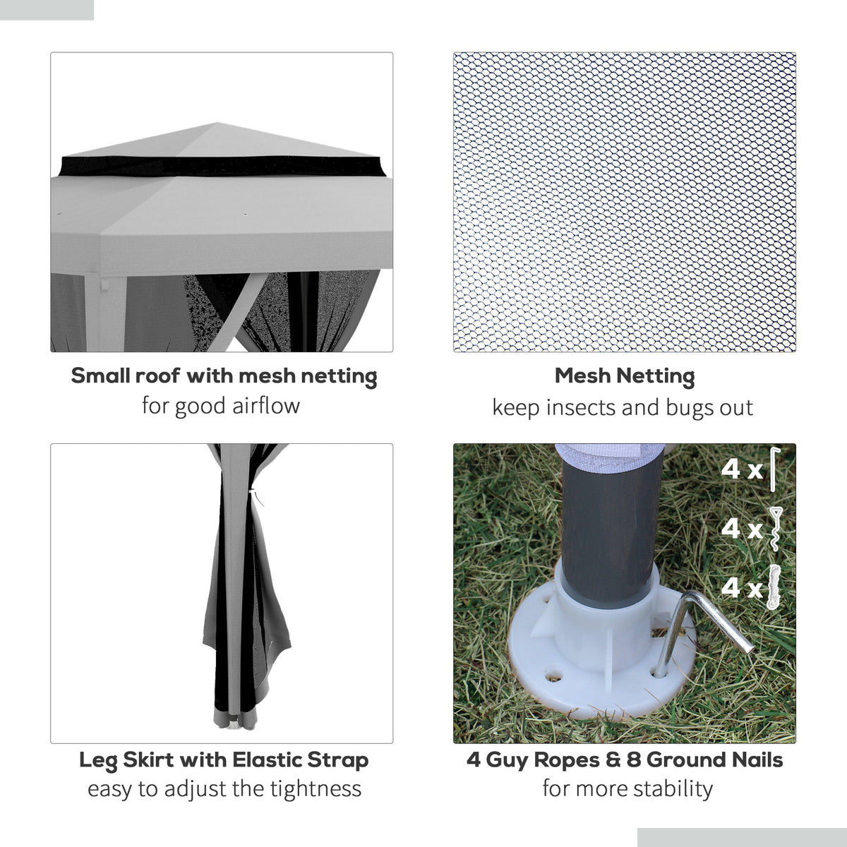 10' x 10' Canopy Tent with Mesh Netting and Double-Tier Roof, Grey
