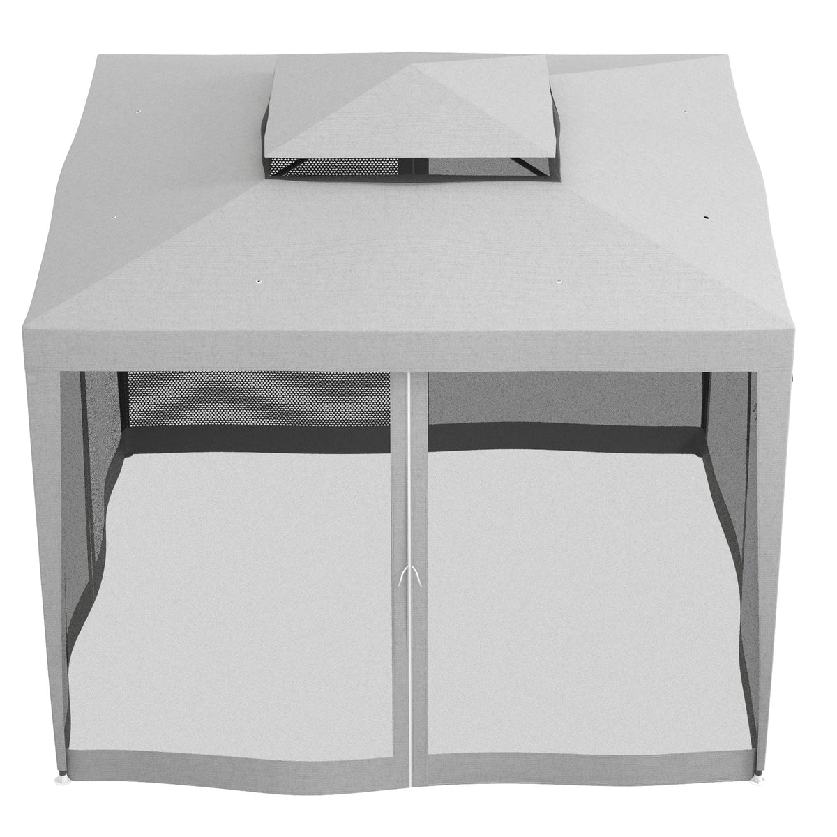 10' x 10' Canopy Tent with Mesh Netting and Double-Tier Roof, Grey
