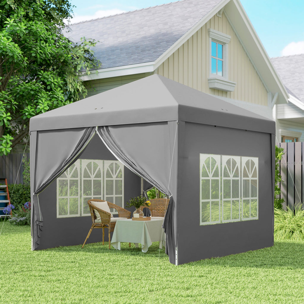 10' x 10' Outdoor Pop-Up Party Tent with Carry Bag, Light Grey