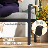 7 Seater Garden Furniture Set with Faux Wood Table, Light Grey