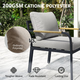 7 Seater Garden Furniture Set with Faux Wood Table, Light Grey