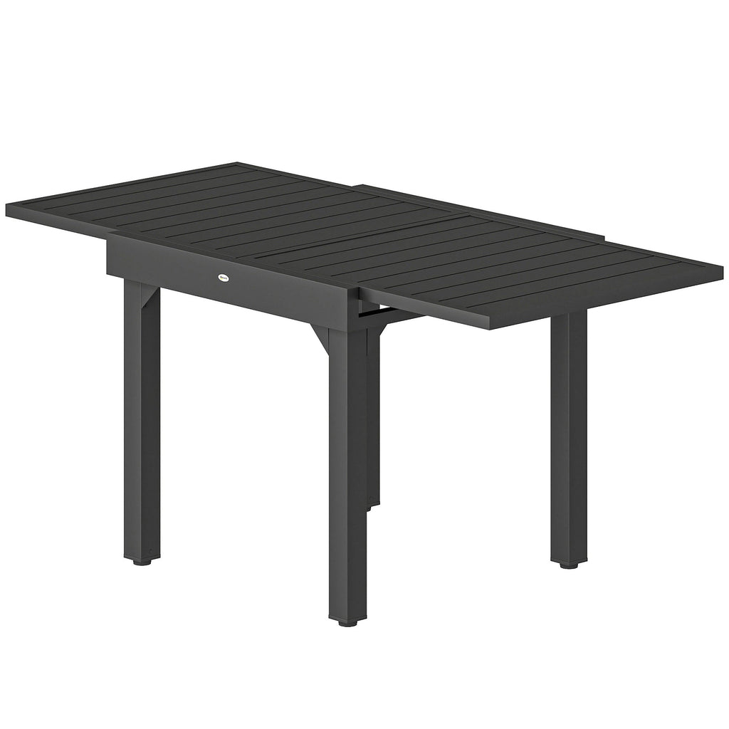 80-160 cm Extendable Aluminium Garden Table for 4-6 People, Black