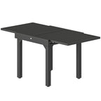 80-160 cm Extendable Aluminium Garden Table for 4-6 People, Black