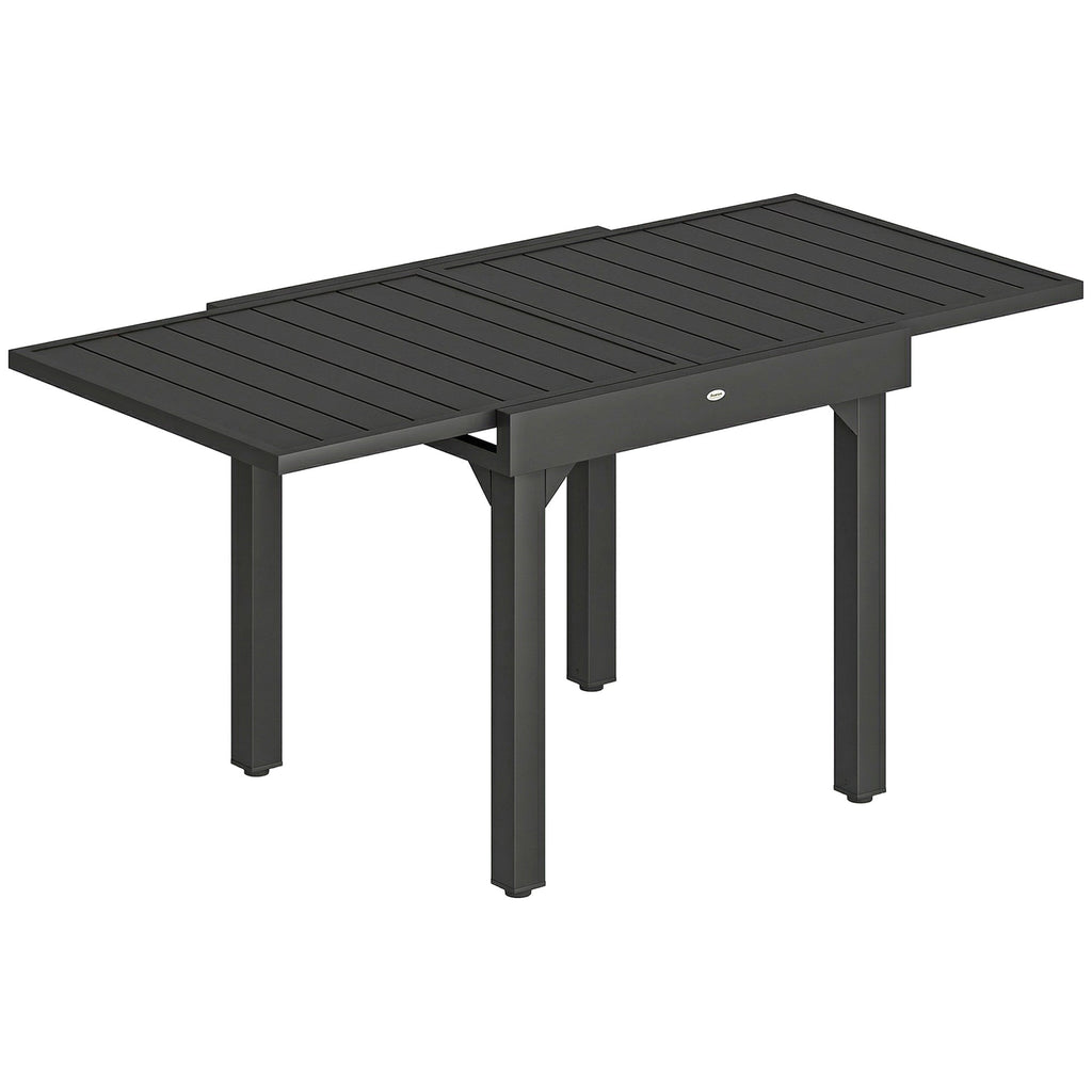 80-160 cm Extendable Aluminium Garden Table for 4-6 People, Black