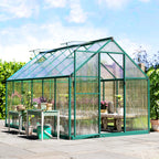 11' x 6' Polycarbonate Walk-in Greenhouse, Dark Green