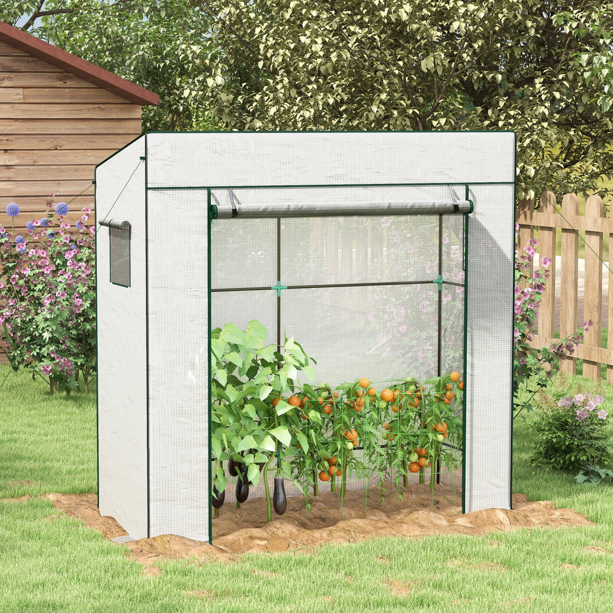 77.2" x 30.3" x 77.6" Lean-to Tomato Greenhouse, White