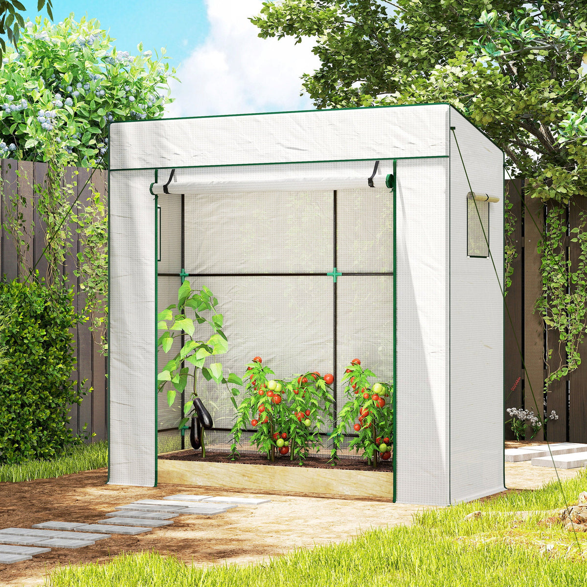 77.2" x 30.3" x 77.6" Lean-to Tomato Greenhouse, White