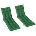 190 x 56 x 10cm Sun Lounger Cushions Set of 2, 220gsm UPF20+ Fabric with 6 Ties, Green