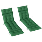 190 x 56 x 10cm Sun Lounger Cushions Set of 2, 220gsm UPF20+ Fabric with 6 Ties, Green