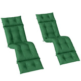 190 x 56 x 10cm Sun Lounger Cushions Set of 2, 220gsm UPF20+ Fabric with 6 Ties, Green
