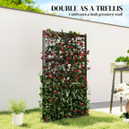 72" x 38" Metal Outdoor Privacy Screen, Symmetrical Pattern, Black