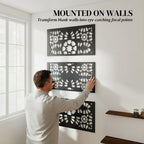 72" x 38" Metal Outdoor Privacy Screen, Symmetrical Pattern, Black