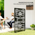 72" x 38" Metal Outdoor Privacy Screen, Symmetrical Pattern, Black
