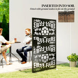 72" x 38" Metal Outdoor Privacy Screen, Symmetrical Pattern, Black