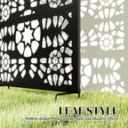 72" x 38" Metal Outdoor Privacy Screen, Symmetrical Pattern, Black