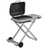 Foldable Gas BBQ Grill with Side Table & Trolley, Grease Box, 2.5 kW, Black