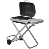 Foldable Gas BBQ Grill with Side Table & Trolley, Grease Box, 2.5 kW, Black