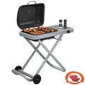 Foldable Gas BBQ Grill with Side Table & Trolley, Grease Box, 2.5 kW, Black