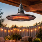 1500W IP65 Electric Patio Heater with Infrared Carbon Tube, LED & Remote, Brown