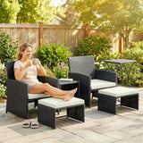 6 Piece Rattan Garden Furniture Set with 2 Nesting Tables, Black