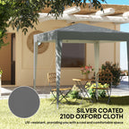 6.6' x 6.6' Pop-Up Canopy Tent with Removable Sidewalls and Carry Bag, Grey