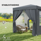 6.6' x 6.6' Pop-Up Canopy Tent with Removable Sidewalls and Carry Bag, Grey