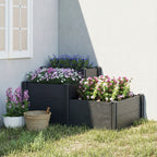 3-Tier Vinyl Raised Garden Bed with Open Bottom, Grey Wood Effect